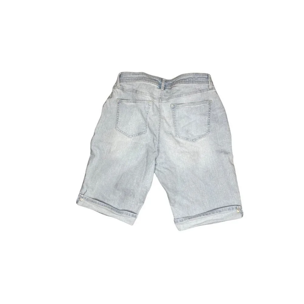 Gloria Vanderbilt Cotton Bermuda Cuffed Shorts with Removeable Belt Sz 8 Modest